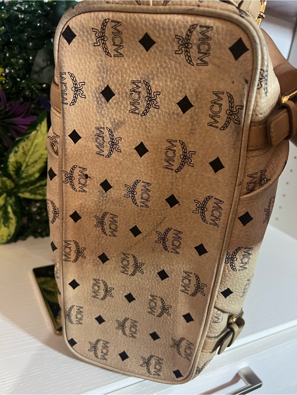 MCM Beige Logo Tote Bag – Designer Women's Handbag - Picture 5 of 10